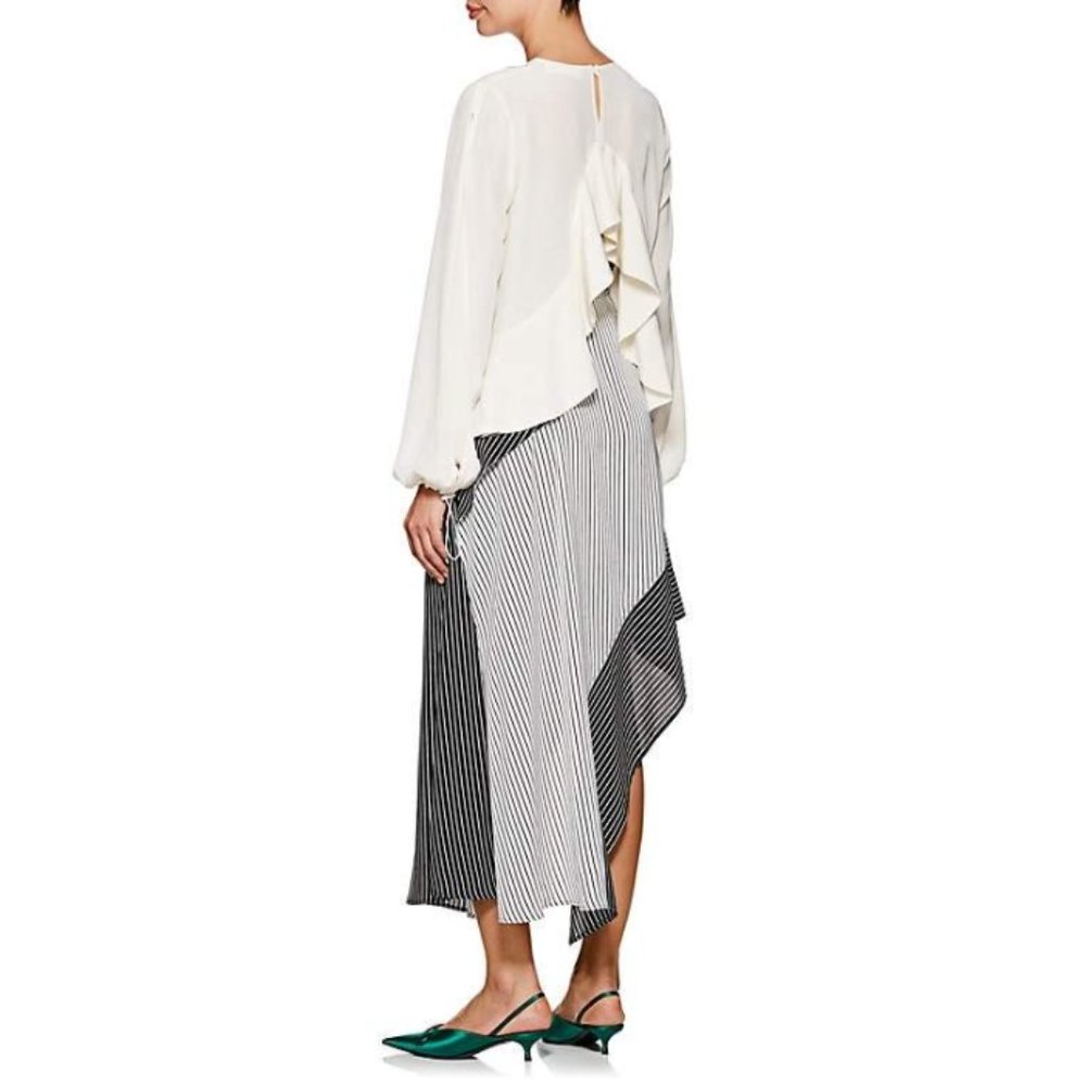 New Robert Rodriguez asymmetric stripe crepe contrast panel high rise midi skirt - Picture 3 of 14